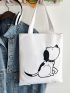 Dog Pattern Shopper Bag Preppy For Shopping