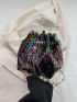 Mini Color Sequin Pearl Chain Bucket Bag Handbag Diagonal Shoulder Bag