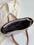 Letter Detail Shoulder Tote Bag PU For Daily Life