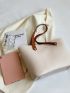 Letter Detail Shoulder Tote Bag PU For Daily Life