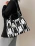 Rabbit Pattern Shoulder Tote Bag Chain PU For Daily Life