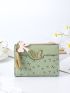 Floral Pattern Small Wallet Butterfly & Tassel Decor PU For Daily Life