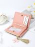 Floral Pattern Small Wallet Butterfly & Tassel Decor PU For Daily Life