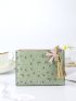 Floral Pattern Small Wallet Butterfly & Tassel Decor PU For Daily Life