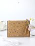 Floral Pattern Small Wallet Butterfly & Tassel Decor PU For Daily Life