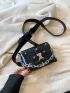 Mini Square Bag Crocodile Embossed Studded Decor PU