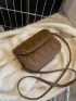 Mini Saddle Bag Embossed Detail PU Flap For Daily Life