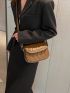 Mini Saddle Bag Embossed Detail PU Flap For Daily Life