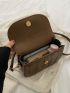 Mini Saddle Bag Embossed Detail PU Flap For Daily Life