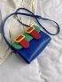 Mini Messenger Bag Color Block Buckle Decor PU For Daily Life