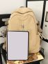 Patch Detail Classic Backpack With Bag Charm Preppy For School