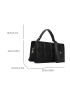 Black Square Bag With Coin Purse Geometric Embossed