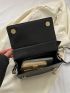 Black Square Bag With Coin Purse Geometric Embossed