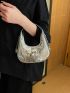 Mini Snakeskin Embossed Hobo Bag Funky Silver