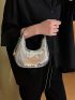 Mini Snakeskin Embossed Hobo Bag Funky Silver