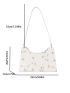 Medium Baguette Bag Floral Embroidery Top Handle For Daily