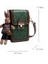 Mini Square Bag Colorblock Cartoon Bear Pattern With Bag Charm For Daily