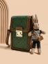 Mini Square Bag Colorblock Cartoon Bear Pattern With Bag Charm For Daily