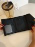 Crocodile Embossed Small Wallet Metal Decor Tri-Fold For Daily