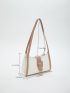Geometric Embossed Baguette Bag Buckle Decor Contrast Binding