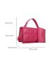 Small Flap Square Bag With Coin Purse Geometric Embossed Neon Pink