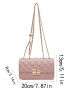 Quilted Square Bag Mini Metal Decor Flap Pink