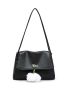 Pom Pom Decor Shoulder Tote Bag Flap Small Black