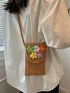 Mini Flap Straw Bag Flower Decor