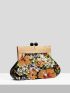 VCAY Sequin Decor Colorblock Square Bag