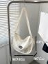 Letter Patch Decor Hobo Bag Medium White
