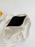 Letter Patch Decor Hobo Bag Medium White