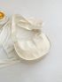Letter Patch Decor Hobo Bag Medium White