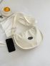 Letter Patch Decor Hobo Bag Medium White