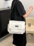 Letter Patch Decor Messenger Bag Small White