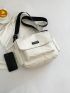 Letter Patch Decor Messenger Bag Small White