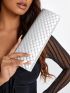 Metallic Geometric Embossed Flap Chain Square Bag