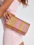 Ombre Rhinestone Decor Flap Chain Square Bag