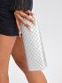 Metallic Geometric Embossed Flap Chain Square Bag
