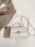Minimalist Crocodile Embossed White Square Bag Top Handle