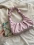 Minimalist Ruched Design Pink Shoulder Bag for Women