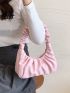 Minimalist Ruched Design Pink Shoulder Bag for Women