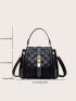 Small Bucket Bag Quilted Metal Decor Top Handle For Work