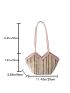 Color Block Straw Bag Contrast Binding Vacation For Summer