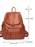 Textured Flap Backpack Vintage Multi Zipper PU For Work And School