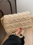 Small Square Bag Funky Neon Orange Quilted Detail Flap Chain PU For Daily Life