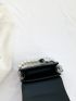 Crocodile Embossed Square Bag Faux Pearl Beaded Mini