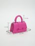 Mini Square Bag Litchi Embossed Neon Pink PU Funky