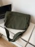 Oversized Messenger Bag Green Flap Polyester Minimalist For Daily Life
