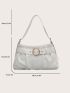 Buckle Decor Ruched Bag Medium Elegant