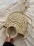 Flower Decor Straw Bag For Beach Vacation Travel